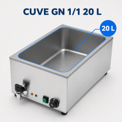 Bain-Marie Pro GN 1/1 20 L 1200 W Edelstahl mit Ablass