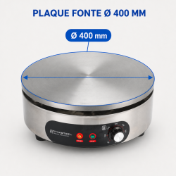 Crêpière Électrique Pro Ø 400 mm 3000 W — Plaque Fonte