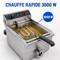 Professionelle Fritteuse 13 L 3000 W mit Ablass - Edelstahl