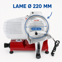 Schwerkraft-Schneidemaschine für Schinken Ø 220 mm 120 W Rot