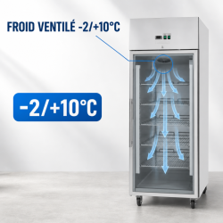Positive Glass Door Refrigerated Cabinet 650 L Ventilated Cooling
