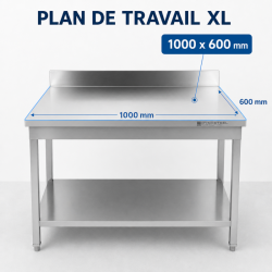 Stainless Steel Table 1000x600 mm Backsplash and Lower Shelf