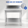 Edelstahltisch 800x700 mm Rückwand und Unterregal