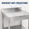Edelstahltisch 800x700 mm Rückwand und Unterregal