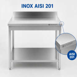 Edelstahltisch 1600x700 mm Rückwand und Unterregal