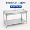 Stainless Steel Table 1600 x 600 mm with Lower Shelf — AISI 201