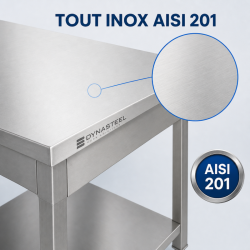 Edelstahltisch 1600 x 600 mm mit Unterregal — AISI 201