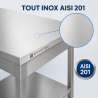 Stainless Steel Table 1600 x 600 mm with Lower Shelf — AISI 201