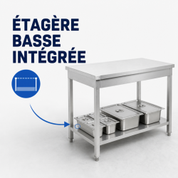 Edelstahltisch 1600 x 600 mm mit Unterregal — AISI 201