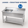 Edelstahlspüle 1 Becken Abtropffläche rechts - L 1000 x T 600 mm