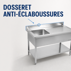 Edelstahlspüle 1 Becken Abtropffläche rechts - L 1000 x T 600 mm