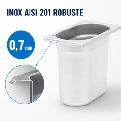 Bac Gastro GN 1/9 Inox - Prof. 150 mm - 1,4 L