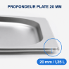 Gastrobehälter GN 2/3 Edelstahl — Tiefe 20 mm, 1,35 L