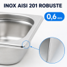 Bac Gastro GN 1/9 Inox - Profondeur 65 mm - 0,6 L