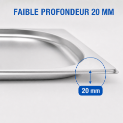 Bac Gastro GN 1/2 Stainless Steel - 20 mm - 1 L - Dynasteel