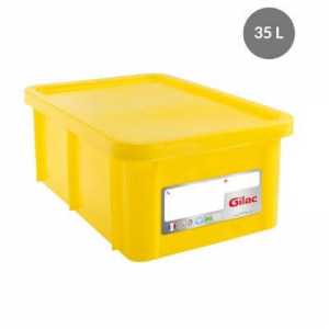 Rechteckiger Behälter 35 L + Gelber Deckel HACCP