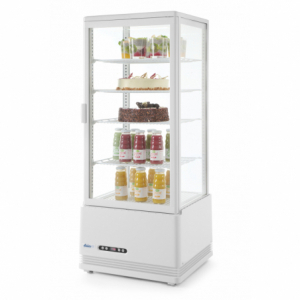 White Refrigerated Display Case with 4 Glass Sides - 98 liters