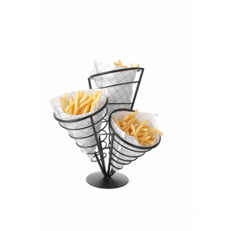 Unterstützung für 3 Pommes-Frites-Becher - Schwarz