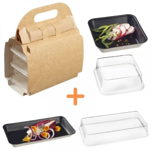 Pack Koffer mit schwarzen Kanopée-Tellern - 150 Kits