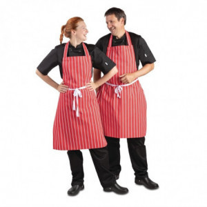 Schürze Latz Gestreift Rot Und Weiß 710 X 970 Mm - Whites Chefs Clothing - Fourniresto