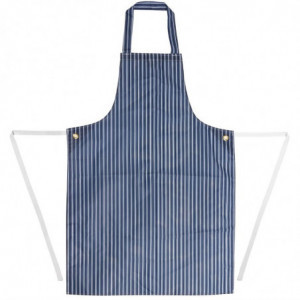 Tablier Bavette Déperlant Rayé Bleu Et Blanc 1016 X 711 Mm - Whites Chefs Clothing - Fourniresto