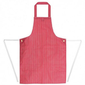 Tablier Bavette Déperlant Rayé Rouge Et Blanc 1016 X 711 Mm - Whites Chefs Clothing - Fourniresto