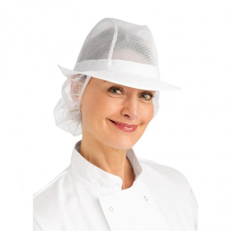 White Trilby Hat With Mesh - Size L 590 mm - FourniResto - Fourniresto