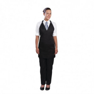 Black Tuxedo Bib Apron in Polycotton 698 x 838 mm - Chef Works - Fourniresto