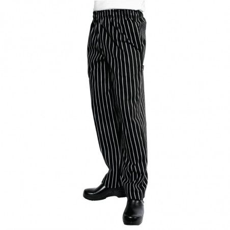 Pantalon De Cuisine Mixte Baggy Rayé Noir Et Blanc - Taille S - Chef Works - Fourniresto