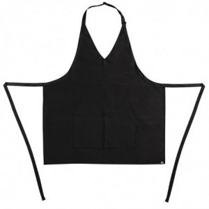 Server Apron V-Neck Black Polycotton 838 x 698 mm - Whites Chefs Clothing - Fourniresto