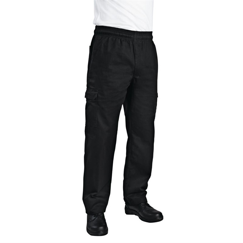 Kochhose Unisex Fit Cargo Schwarz - Größe M - Chef Works - Fourniresto