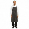 Premium Woven Bib Apron with Black and White Stripes - Chef Works - Fourniresto