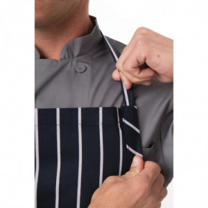 Premium Woven Bib Apron with Navy Blue and White Stripes - Chef Works - Fourniresto