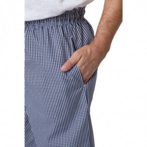 Unisex Vegas Blue and White Checkered Kitchen Pants - Size M - Whites Chefs Clothing - Fourniresto