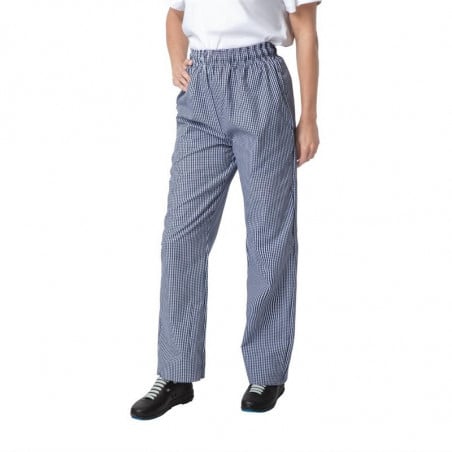 Unisex Vegas Blue and White Checkered Kitchen Pants - Size XS - Whites Chefs Clothing - Fourniresto