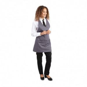 Server Apron V-neck Grey Anthracite in Polycotton 838 x 698 mm - Whites Chefs Clothing - Fourniresto