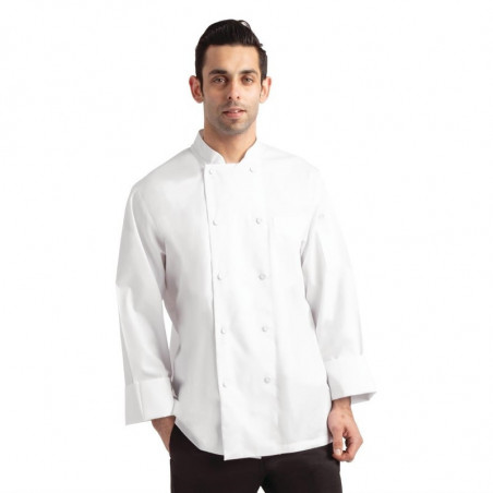 White Unisex Long Sleeve Calgary Kitchen Jacket - Size S - Chef Works - Fourniresto