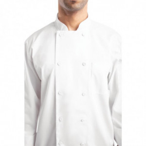 White Unisex Long Sleeve Calgary Kitchen Jacket - Size S - Chef Works - Fourniresto