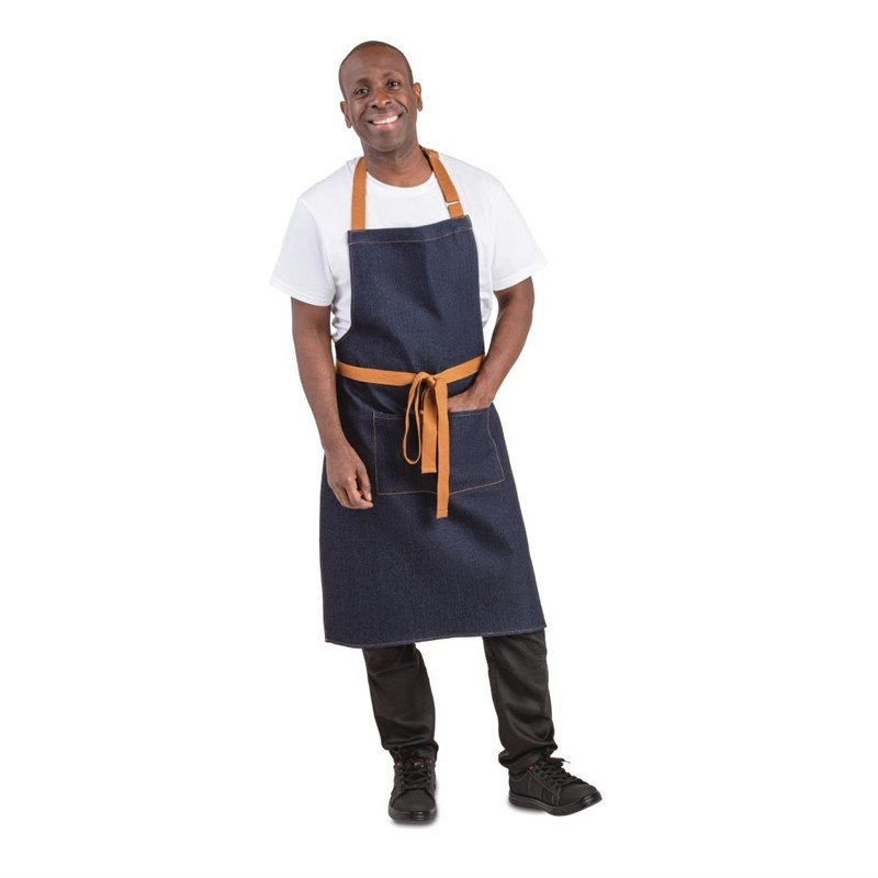 Kellnerschürze aus blauem Denim mit 100% Baumwollgürtel 1000 x 700 mm - Whites Chefs Clothing - Fourniresto