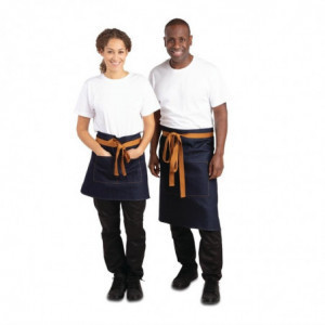 Tablier de Serveur Denim Bleu avec Ceinture Ocre en Coton 700 x 430 mm - Whites Chefs Clothing - Fourniresto