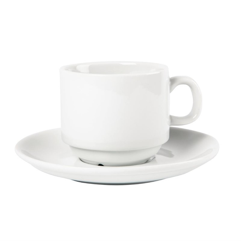 Stapeltasse Weiß Whiteware 200 ml Ø 80 mm - Set von 12 - Olympia - Fourniresto