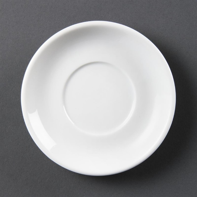 Stackable White Saucer for Espresso Cup 85 Ml - Set of 12 - Olympia - Fourniresto