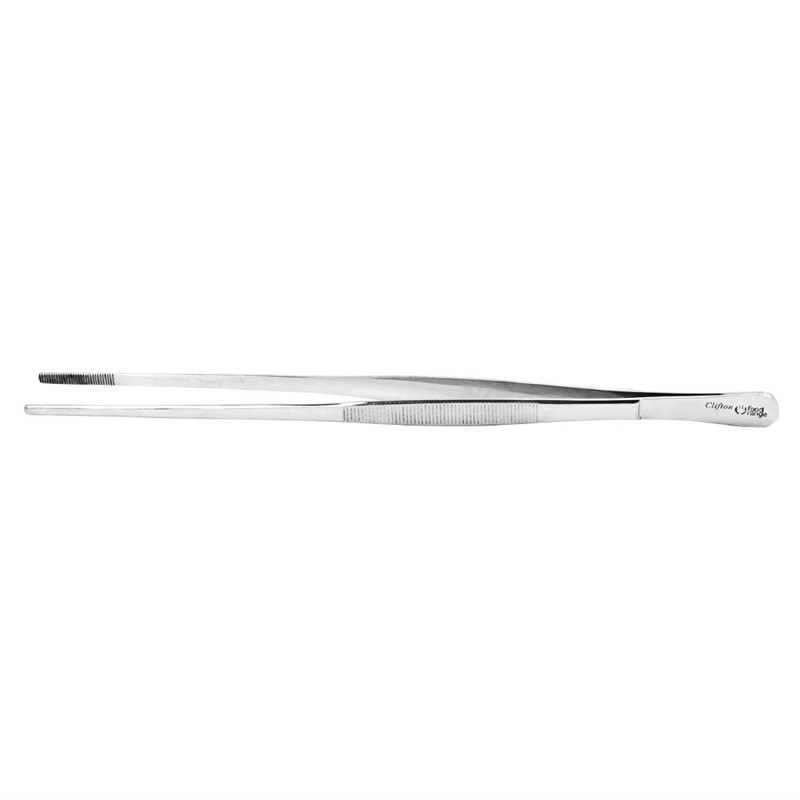 Stainless Steel Rounded Tip Tongs 300 mm - FourniResto - Fourniresto