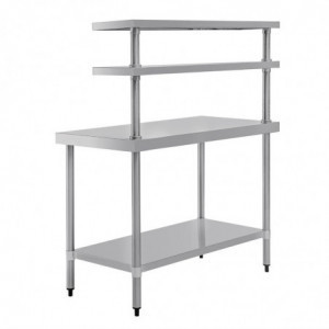 Stainless Steel Table With 2 Upper Shelves 1200 X 600 Mm - Vogue - Fourniresto