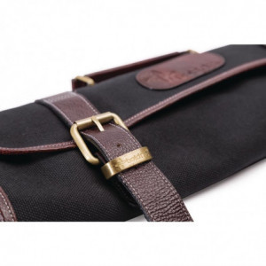 Knife Roll in Black Canvas 9 Slots - FourniResto - FourniResto