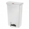 Frontal Wide Slim Jim StepOn White 50L Pedal Bin - Rubbermaid - Fourniresto