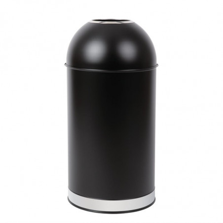 Open Dome Black Steel 40L Trash Can - Bolero - Fourniresto