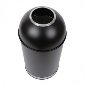 Open Dome Black Steel 40L Trash Can - Bolero - Fourniresto