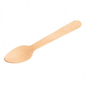 Small Wooden Spoons 110mm - Pack of 100 - Fiesta Green - Fourniresto