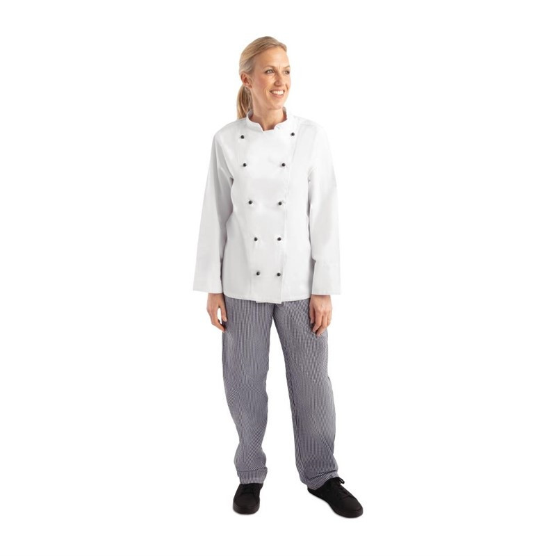 Unisex Chicago Long Sleeve White Chef Jacket Size M - Whites Chefs Clothing - Fourniresto